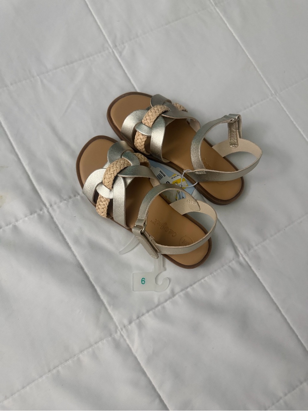 Girls Braided Metallic Strap Sandals - Champagne